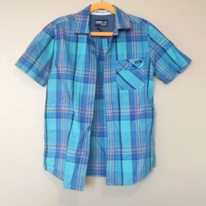 O'Neill Boys Small Blue Plaid Button Down Shirt